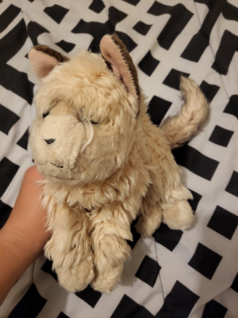 Plush Cream Fluffy Cat Stuffed Animal - Soft Cuddly Toy
